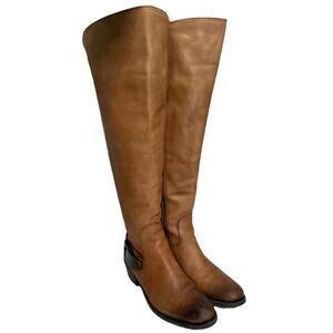 Vince Camuto Boots Womens 6 Bedina 2 Leather Tall Western Boho Buckle Brown